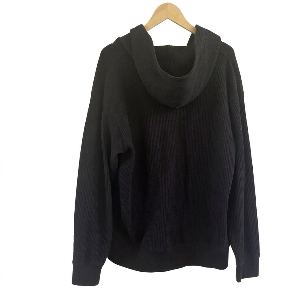 Zine Men's Black Waffle Knit Full-Zip Hoodie Large - Picture 2 of 8